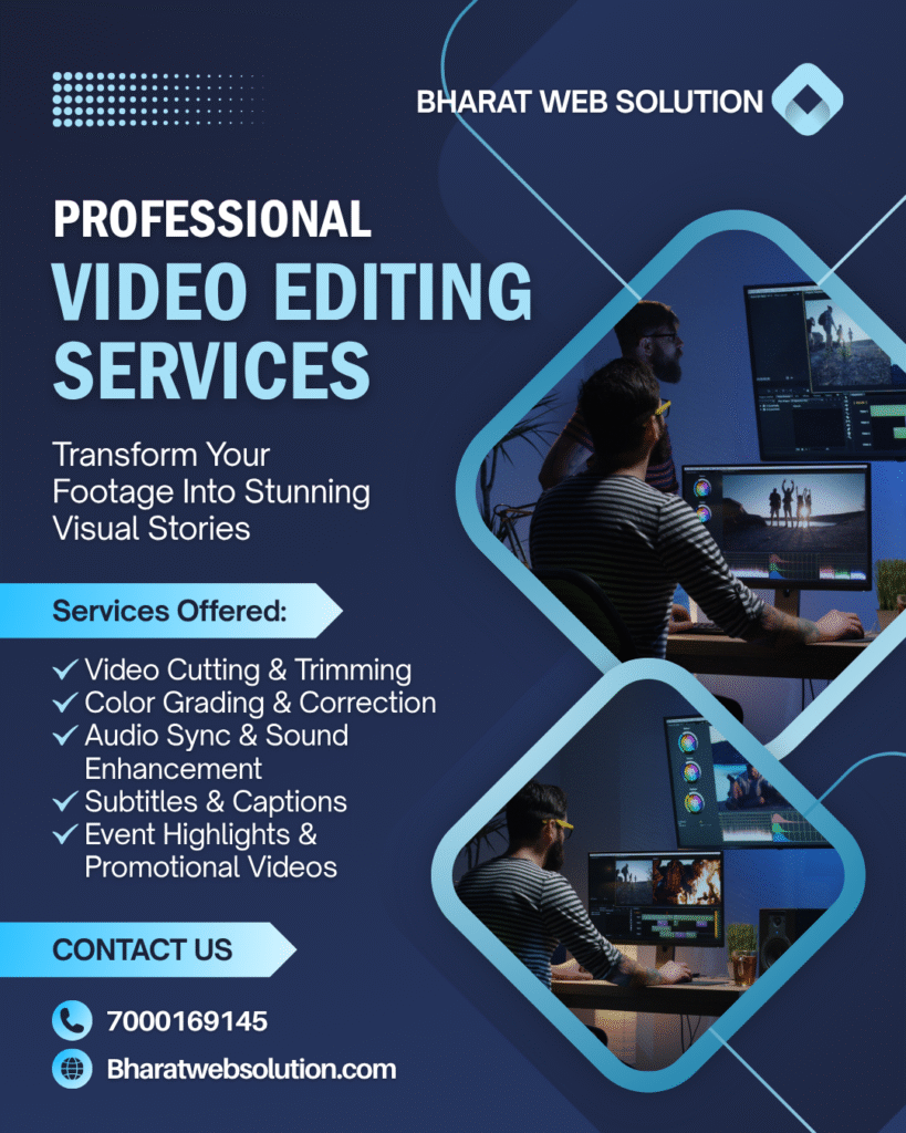 Blue Modern Video Editing Services Instagram Post